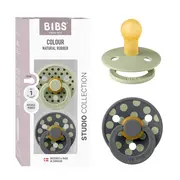 Bibs - set 2 suzete colour studio collection polka dots, tetina rotunda, 0 luni+-sage/iron bbb11034105