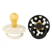 Bibs - set 2 suzete colour studio collection polka dots, tetina rotunda, 6 luni+-ivory/black bbb12034101