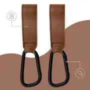 Carlige Universale din piele ecologica pentru Carucior &ndash; Set 2, Maro