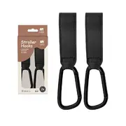 Carlige Universale din piele ecologica pentru Carucior, Set 2, Negru