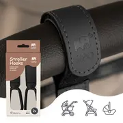 Carlige Universale din piele ecologica pentru Carucior, Set 2, Negru