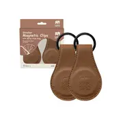 Clips magnetici din piele ecologica pentru Carucior, Set 2, Maro