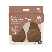 Clips magnetici din piele ecologica pentru Carucior, Set 2, Maro
