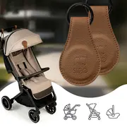 Clips magnetici din piele ecologica pentru Carucior, Set 2, Maro