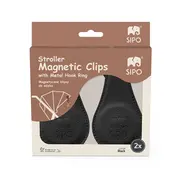 Clips magnetici din piele ecologica pentru Carucior, Set 2, Negru
