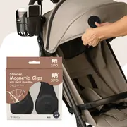 Clips magnetici din piele ecologica pentru Carucior, Set 2, Negru