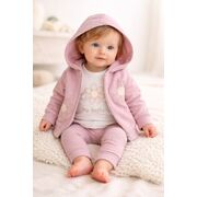 Set 3 piese my bella cu hanorac, bluza si pantaloni, model cu flori brodate pentru fetite b 259340-1-32