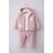 Set 3 piese my bella cu hanorac, bluza si pantaloni, model cu flori brodate pentru fetite b 259340-1-32