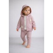 Set 3 piese my bella cu hanorac, bluza si pantaloni, model cu flori brodate pentru fetite b 259340-1-32