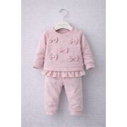 Set mov 2 piese bymurat cu funde decorative si dantela, costum confortabil pentru fetite bm10148-1-26