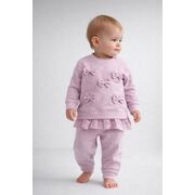 Set mov 2 piese bymurat cu funde decorative si dantela, costum confortabil pentru fetite bm10148-1-26