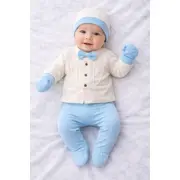 Set papion cu nasturi serde baby 0-3 luni &ndash; bumbac moale pentru bebeluși bma2035-25