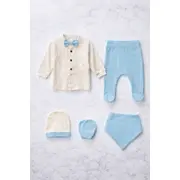 Set papion cu nasturi serde baby 0-3 luni &ndash; bumbac moale pentru bebeluși bma2035-25