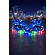 Adidasi cu luminite pentru baietei - masinuta albastra super led adled-1-2