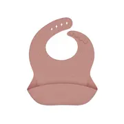 Baveta din silicon cu buzunar colector pentru hranire, Platinum Blush