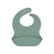 Baveta din silicon cu buzunar colector pentru hranire, Platinum Sage Green