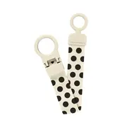 Bibs - lantisor clip loop pentru suzeta, studio collection polka dots, ivory black bbb950134216