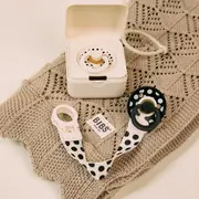 Bibs - lantisor clip loop pentru suzeta, studio collection polka dots, ivory black bbb950134216
