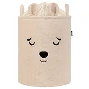 Cos Premium Fluffy Toy Boucle Bear, 43 litri, pliabil cu manere rezistente, Beige