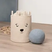 Cos Premium Fluffy Toy Boucle Bear, 43 litri, pliabil cu manere rezistente, Beige