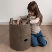 Cos Premium Fluffy Toy Boucle Bear, 43 litri, pliabil cu manere rezistente, Brown