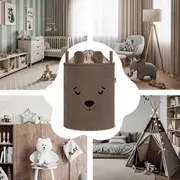 Cos Premium Fluffy Toy Boucle Bear, 43 litri, pliabil cu manere rezistente, Brown