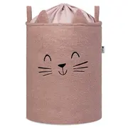 Cos Premium Fluffy Toy Boucle Cat, 43 litri, pliabil cu manere rezistente, Pink