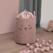 Cos Premium Fluffy Toy Boucle Cat, 43 litri, pliabil cu manere rezistente, Pink