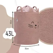 Cos Premium Fluffy Toy Boucle Cat, 43 litri, pliabil cu manere rezistente, Pink