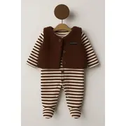 Salopeta bebe cu dungi si vesta pufoasa bymurat, costum calduros si confortabil pentru sezon rece bk10125-1-29