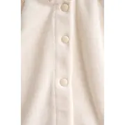 Salopeta bebe fetita crem catifea cu guler brodat maneca lunga inchidere capse trpb0187