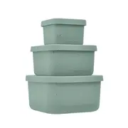 Set 3 cutii pentru gustari bebelusi din silicon alimentar 150ml 400ml 600ml, Platinum Sage Green