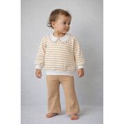 Set bebe bymurat cu bluză în dungi și pantaloni bej comozi bk10234-1-29