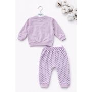 Set bebe fetita 2 piese lila cu iepurasi bluza maneca lunga pantaloni bumbac trpb0188