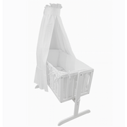 Set complet Leagan-Patut Bebelus CRISTINE din Lemn Masiv & Set Lenjerie 6 Piese