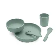 Set complet din silicon pentru mesele bebelusului, 5 piese, Platinum Sage Green