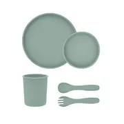 Set complet din silicon pentru mesele bebelusului, 5 piese, Platinum Sage Green