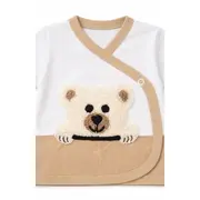 Set nou nascut 10 piese bumbac crem cu ursulet haine complete bebe cadou maternitate trpb0191