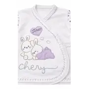 Set nou nascut fetita 5 piese lila bumbac cu iepurasi bluza pantaloni caciulita trpb0197