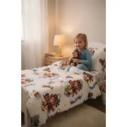 Lenjerie pat baietei 2-6 ani Paw Patrol Alb pentru saltele 130x60 ASC6427968007201