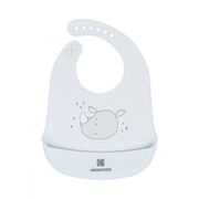 Baveta din silicon moale cu buzunar pentru bebelusi si copii, Blue