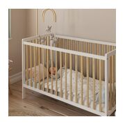 Patut 2 In 1 Lumi Alb-natur 120x60 Cm Din Lemn, 3 Niveluri Somiera, Trepte Detasabile + Bariera Transformare Pjblumibw-n