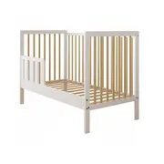 Patut 2 In 1 Lumi Alb-natur 120x60 Cm Din Lemn, 3 Niveluri Somiera, Trepte Detasabile + Bariera Transformare Pjblumibw-n