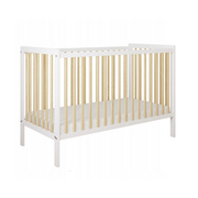 Patut 2 In 1 Lumi Alb-natur 120x60 Cm Din Lemn, 3 Niveluri Somiera, Trepte Detasabile + Bariera Transformare Pjblumibw-n