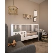 Patut 2 In 1 Pure Alb 120x60 Cm Din Lemn, 3 Niveluri Somiera, Trepte Detasabile + Bariera Transformare Pjbgrzesbw