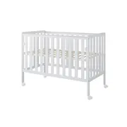 Patut Din Lemn Bambi Alb 120a 60 Cm Laterala Culisanta    Roti Cu Blocare    Protectie Silicon Pentru Dentitie    En 716-1 Pjbbambi120_w