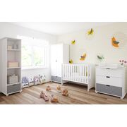 Patut Din Lemn Pasarele Alb 120a 60 Cm Laterala Culisanta    Protectie Silicon Pentru Dentitie    En 716-1 Pjbptaszki_w