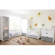 Patut Din Lemn Pasarele Alb 120a 60 Cm Laterala Culisanta    Protectie Silicon Pentru Dentitie    En 716-1 Pjbptaszki_w