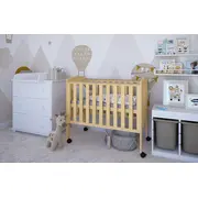 Patut Din Lemn Tobi Natural 100a 50 Cm Laterala Culisanta    Roti Cu Blocare    Protectie Silicon Pentru Dentitie    En 716-1 Pjbtobi_n