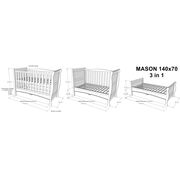 Patut Evolutiv 140x70 Cm Serenity 3in1 ,   Pat Bebe + Junior + Pat Prescolar, Somiera Reglabila Pjbmason140_w